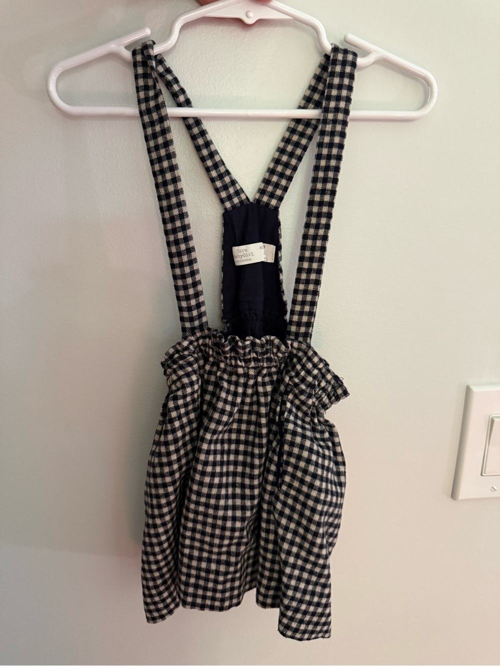 Zara Black & White Gingham Suspender Skirt